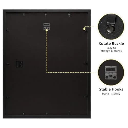 Frametory 16x20 Picture Frame with Mat for 11x14, Real Glass, Black | Modern Wall & Tabletop Decor thumbnail 7