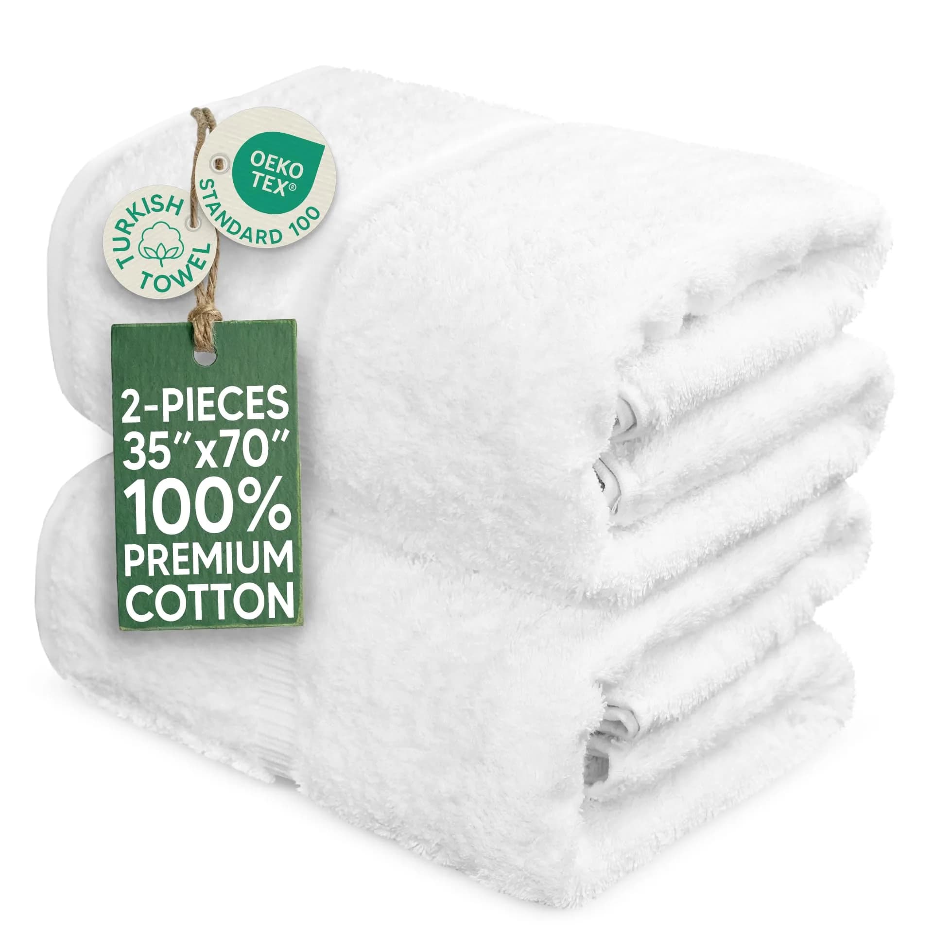 Towel Bazaar White Premium Long-Staple Cotton Bath Sheets 70" x 35" (177.8 cm x 88.9 cm) | 700 GSM Turkish Cotton, Wraps Fully Around — White