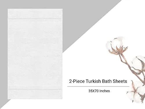 Towel Bazaar White Premium Long-Staple Cotton Bath Sheets 70" x 35" (177.8 cm x 88.9 cm) | 700 GSM Turkish Cotton, Wraps Fully Around thumbnail 5