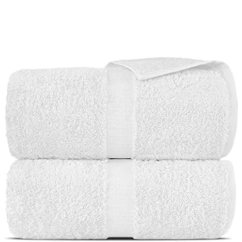Towel Bazaar White Premium Long-Staple Cotton Bath Sheets 70" x 35" (177.8 cm x 88.9 cm) | 700 GSM Turkish Cotton, Wraps Fully Around thumbnail 2