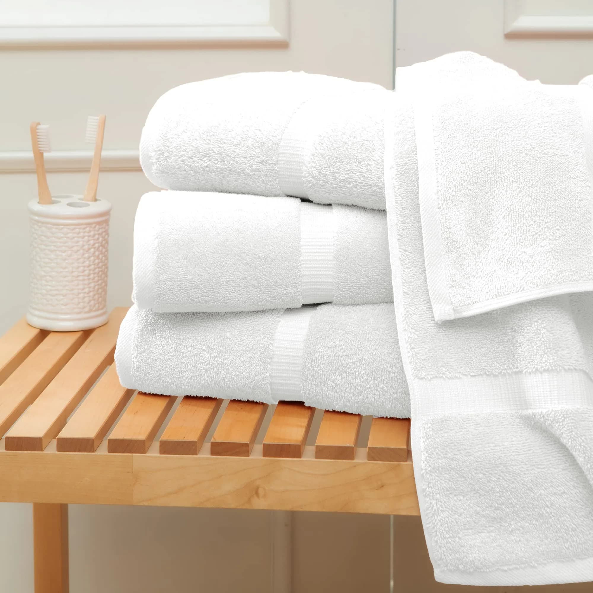 Towel Bazaar 8-Piece Turkish Cotton Towel Set White | 2 Bath (54x27in), 2 Hand (30x16in), 4 Washcloths (13x13in) | Soft, Absorbent, Quick-Dry - view 7