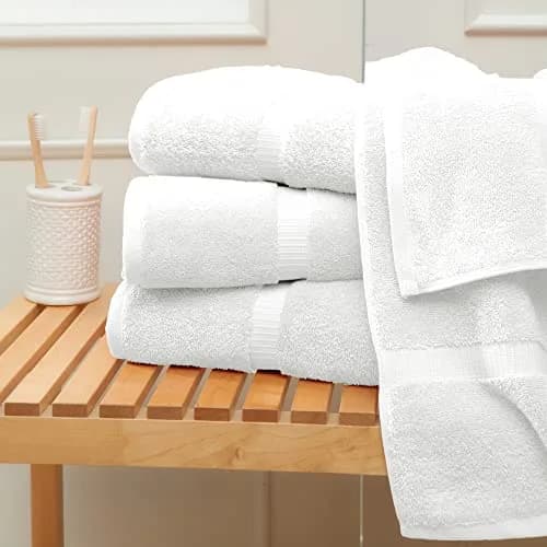 Towel Bazaar 8-Piece Turkish Cotton Towel Set White | 2 Bath (54x27in), 2 Hand (30x16in), 4 Washcloths (13x13in) | Soft, Absorbent, Quick-Dry thumbnail 7