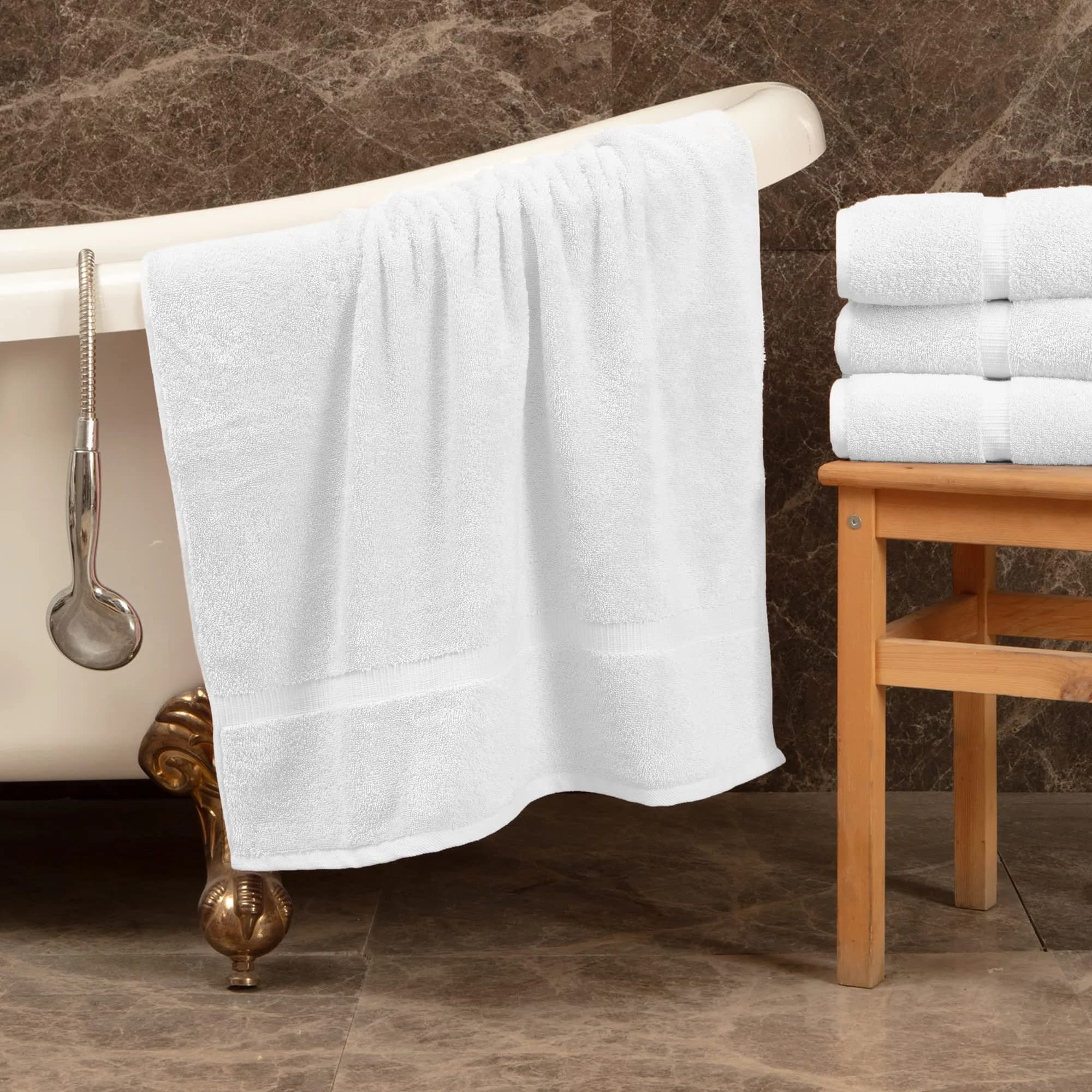 Towel Bazaar 8-Piece Turkish Cotton Towel Set White | 2 Bath (54x27in), 2 Hand (30x16in), 4 Washcloths (13x13in) | Soft, Absorbent, Quick-Dry - view 4