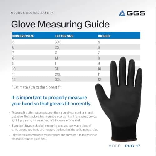Global Glove PUG-17 Lightweight Polyurethane Dipped Work Gloves, Anti-Static, Extra-Small | Secure Grip & Bare Hand Sensitivity thumbnail 8