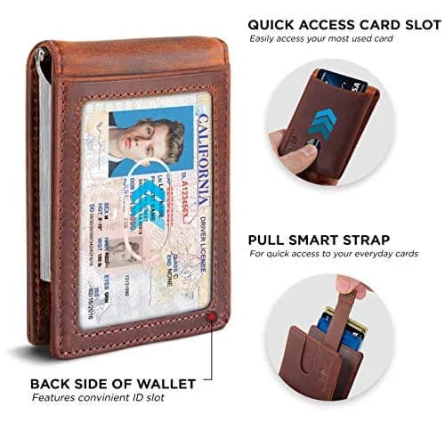 SERMAN BRANDS RFID Blocking Slim Bifold Genuine Leather Wallet for Men with Money Clip (Canyon Red 1.S) thumbnail 4