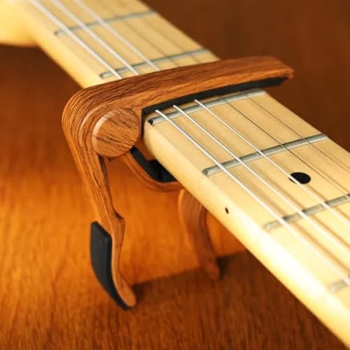 WINGO Rosewood Color Guitar Capo for Acoustic Electric Guitars with 5 Picks | Stays in Tune thumbnail 5