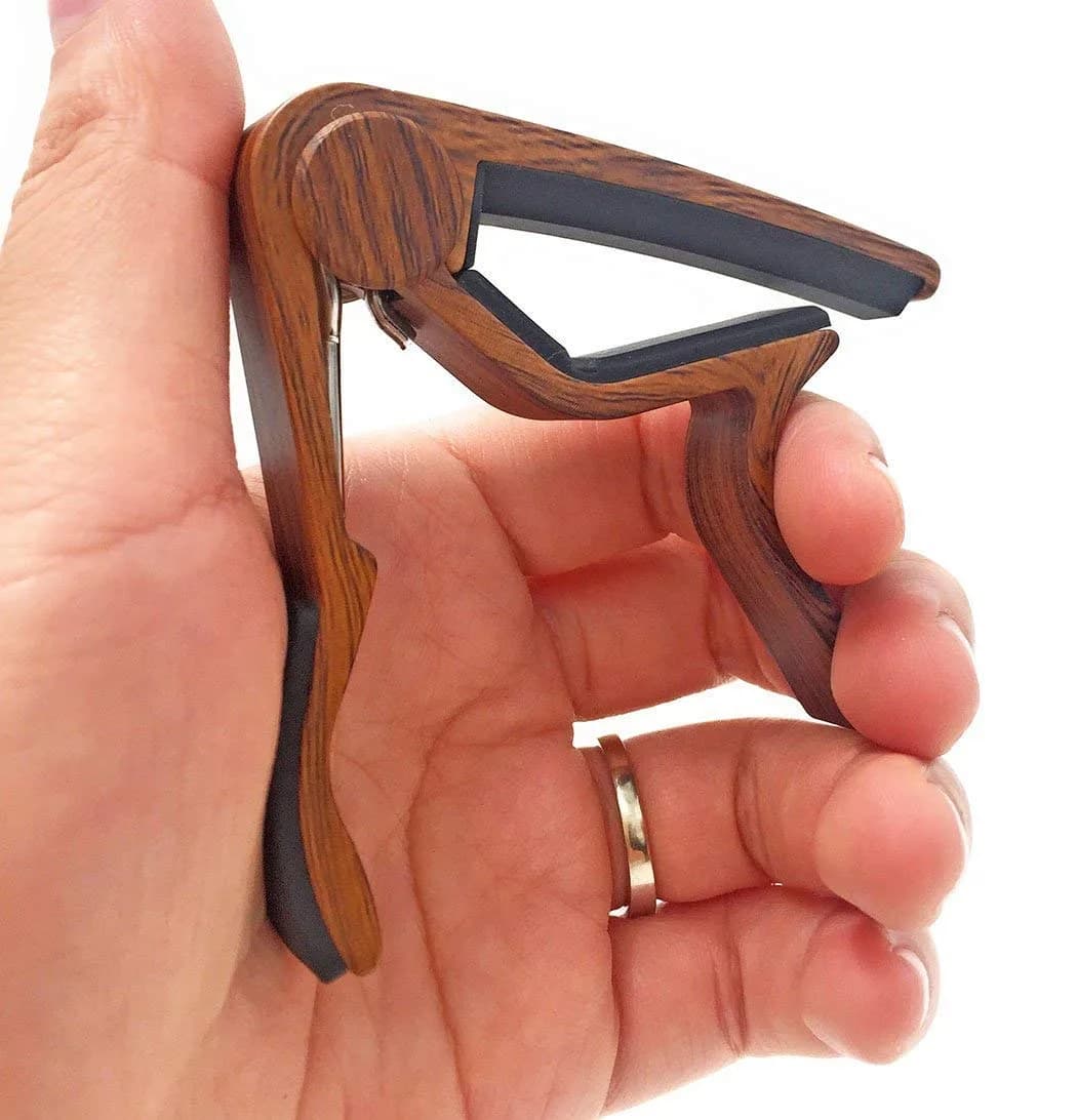 WINGO Rosewood Color Guitar Capo for Acoustic Electric Guitars with 5 Picks | Stays in Tune - view 7
