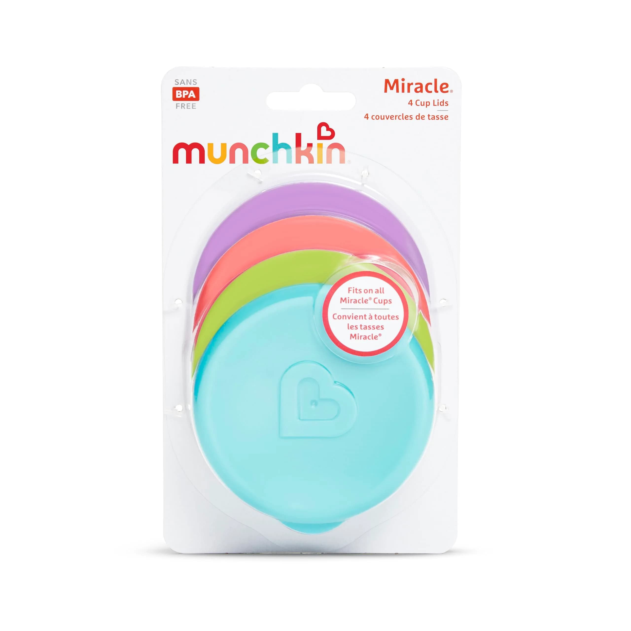 Munchkin Miracle 360 Sippy Cup Lids 4 Count Assorted Colors | BPA-Free & Dishwasher-Safe - view 5