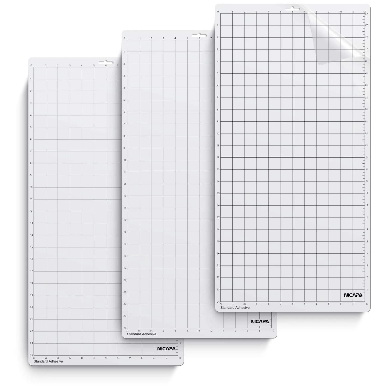 NICAPA Standard Grip Cutting Mat for Silhouette Cameo 3/2/1 (30.5cm x 61cm / 12x24 inch, 3 Mats) | Quilting & Crafting Surface — transparent for Cameo 12*24