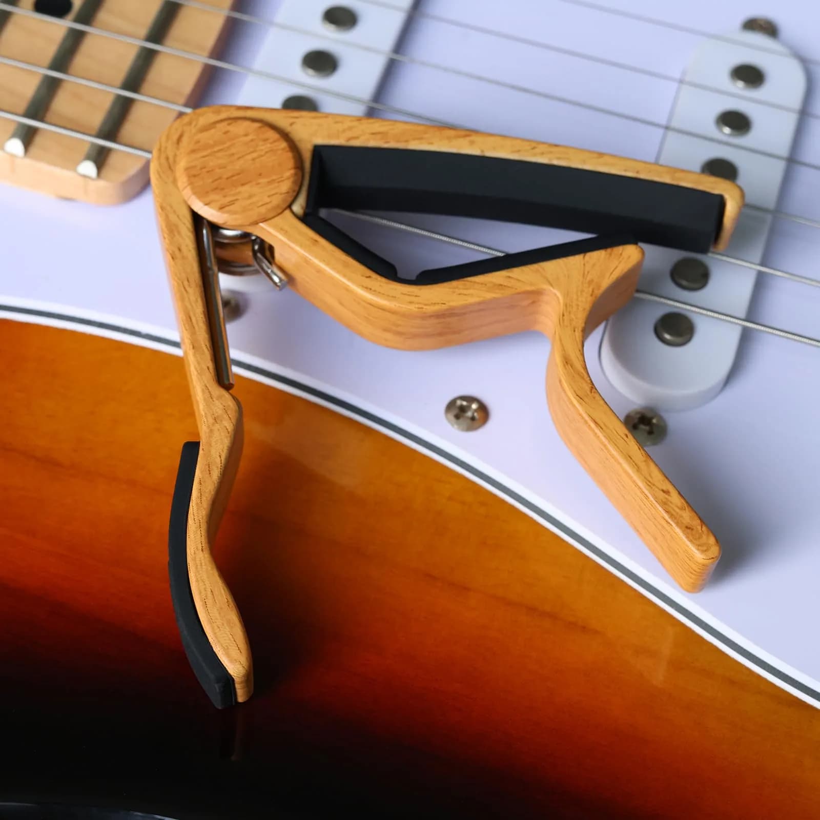 WINGO Guitar Capo for Acoustic and Electric Guitar with 5 Picks, Burlywood | Quick-Release, No Buzz, 6-String Steel Acoustic/Electric - view 6