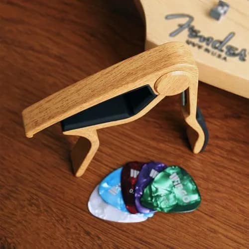 WINGO Guitar Capo for Acoustic and Electric Guitar with 5 Picks, Burlywood | Quick-Release, No Buzz, 6-String Steel Acoustic/Electric thumbnail 8