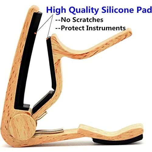 WINGO Guitar Capo for Acoustic and Electric Guitar with 5 Picks, Burlywood | Quick-Release, No Buzz, 6-String Steel Acoustic/Electric thumbnail 2