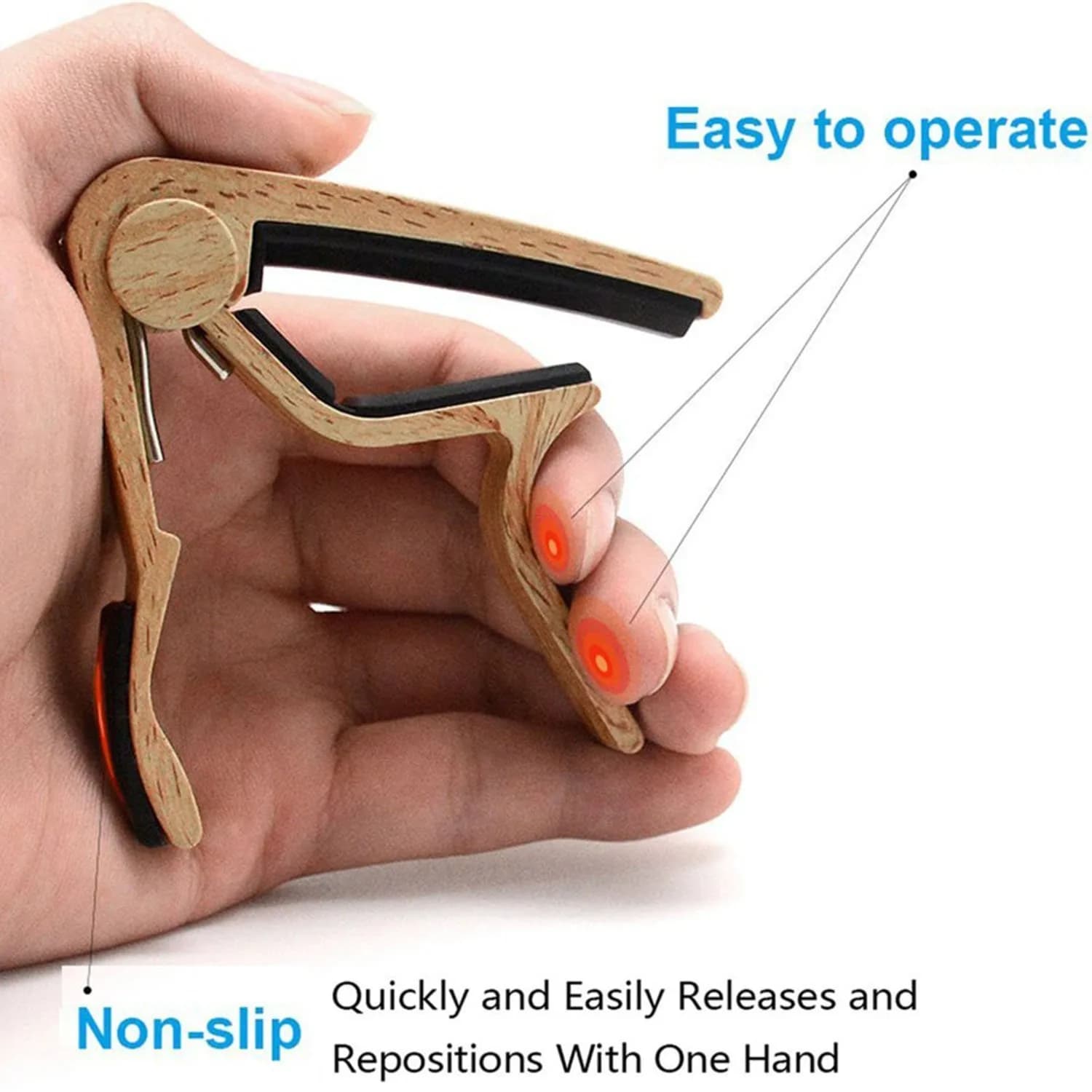 WINGO Guitar Capo for Acoustic and Electric Guitar with 5 Picks, Burlywood | Quick-Release, No Buzz, 6-String Steel Acoustic/Electric - view 3