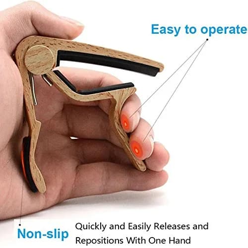 WINGO Guitar Capo for Acoustic and Electric Guitar with 5 Picks, Burlywood | Quick-Release, No Buzz, 6-String Steel Acoustic/Electric thumbnail 3