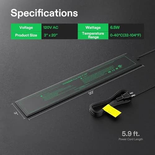 VIVOSUN Seedling Heat Mat 3" x 20" (7.6cm x 50.8cm) | Reliable Results for Seedling Start & Cutting Propagation thumbnail 7