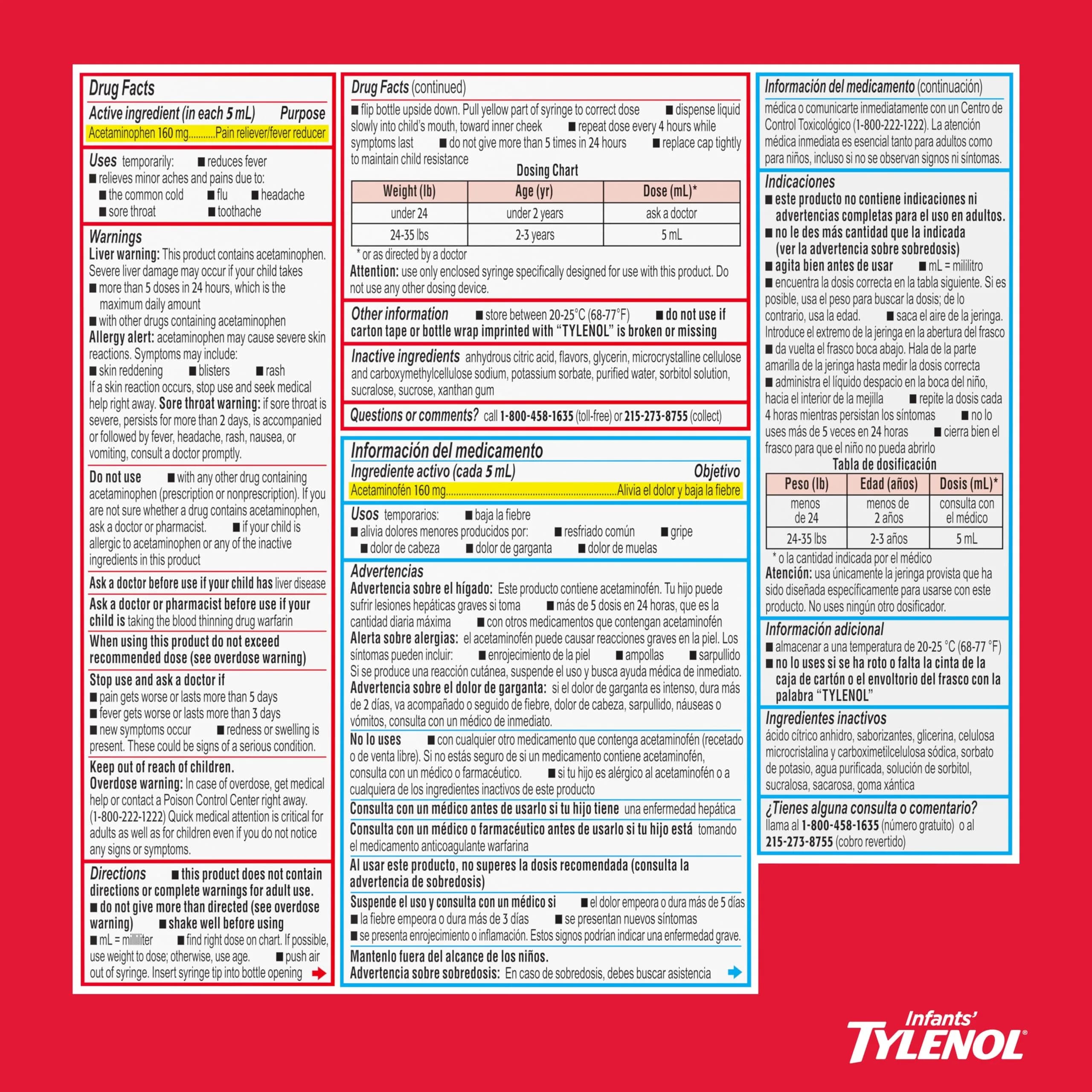 Infants’ Tylenol Dye-Free Acetaminophen Oral Suspension, Cherry Flavor, 60ml (2 Fl Oz) | Doctor Recommended Pain Relief & Fever Reducer - view 8