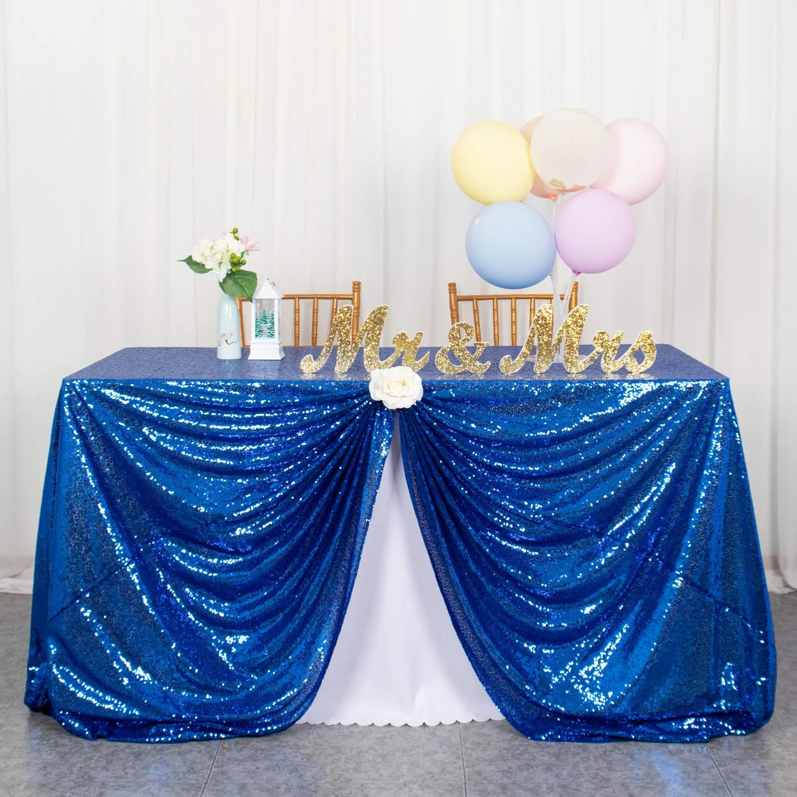 ShinyBeauty Sequin Tablecloth 48x72 Inch | Royal Blue Glitter for Wedding & Party Decor — Royal Blue