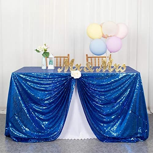 ShinyBeauty Sequin Tablecloth 48x72 Inch | Royal Blue Glitter for Wedding & Party Decor thumbnail 1