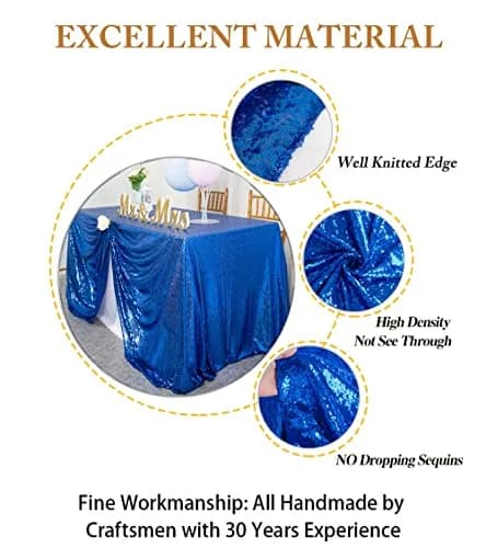 ShinyBeauty Sequin Tablecloth 48x72 Inch | Royal Blue Glitter for Wedding & Party Decor thumbnail 4