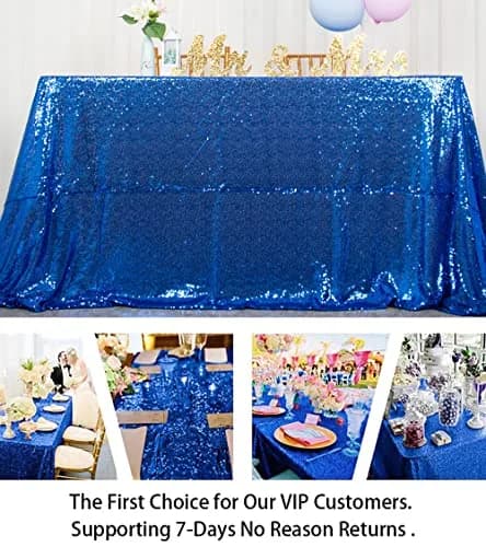 ShinyBeauty Sequin Tablecloth 48x72 Inch | Royal Blue Glitter for Wedding & Party Decor thumbnail 5