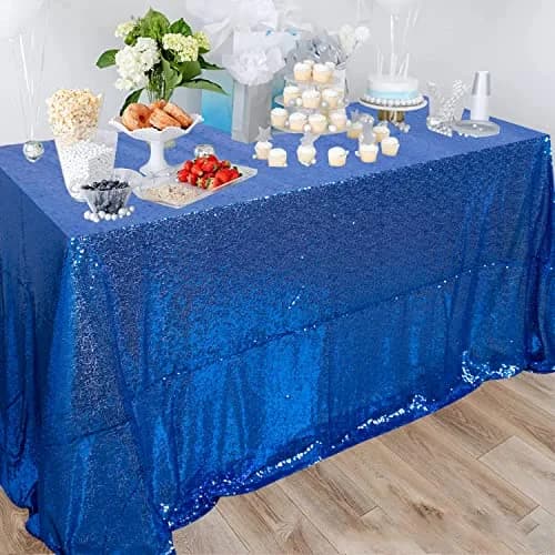 ShinyBeauty Sequin Tablecloth 48x72 Inch | Royal Blue Glitter for Wedding & Party Decor thumbnail 7