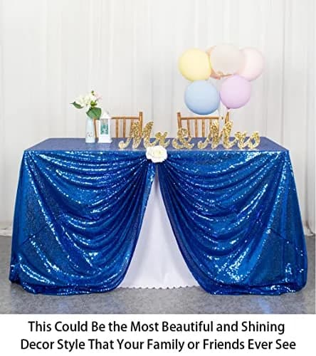 ShinyBeauty Sequin Tablecloth 48x72 Inch | Royal Blue Glitter for Wedding & Party Decor thumbnail 3