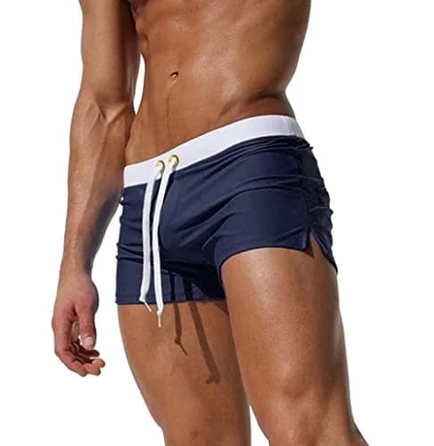 TONLEN Mens Swimwear Short Swim Trunks with Zipper Pockets Dark Blue 2 M | Quick-Dry Nylon Blend thumbnail 1