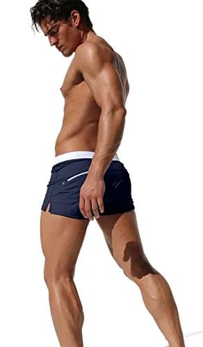 TONLEN Mens Swimwear Short Swim Trunks with Zipper Pockets Dark Blue 2 M | Quick-Dry Nylon Blend thumbnail 5