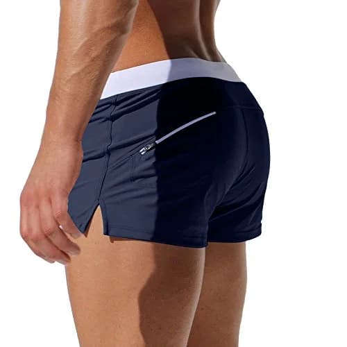 TONLEN Mens Swimwear Short Swim Trunks with Zipper Pockets Dark Blue 2 M | Quick-Dry Nylon Blend thumbnail 3