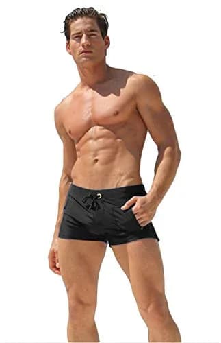 TONLEN Mens Swimwear Short Swim Trunks with Zipper Pockets Black 1 Large | Quick-Drying, Slim Fit, Zipper Pockets thumbnail 5