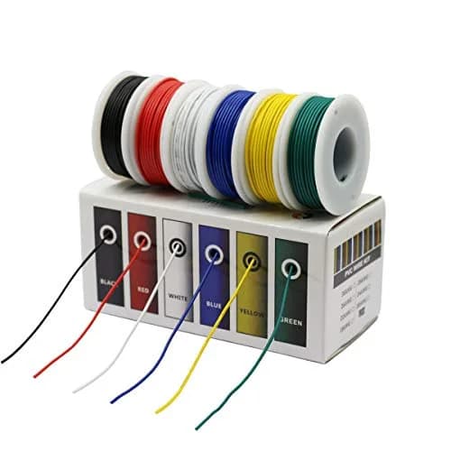 CBAZY PVC Electrical Wire Kit 26AWG 6 Colors 32.8ft | Tinned Copper, 300V, DIY Friendly thumbnail 1