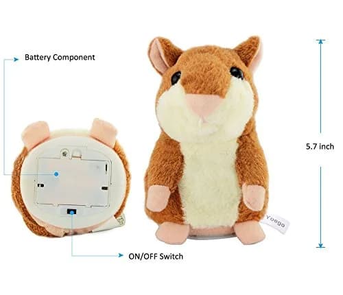 YOEGO Talking Hamster Repeats What You Say Interactive Plush Toy for Kids 3+ | Animal Sound Effects thumbnail 4