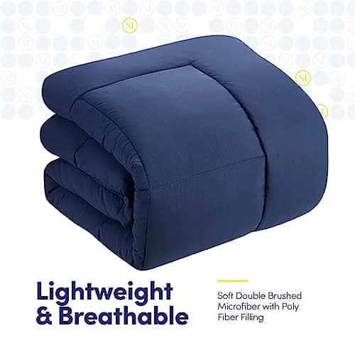 Sweet Home Collection 7 Piece Comforter Set in Navy | All-Season Microfiber Bedding thumbnail 5