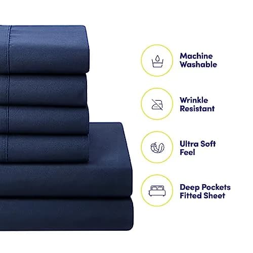 Sweet Home Collection 7 Piece Comforter Set in Navy | All-Season Microfiber Bedding thumbnail 3