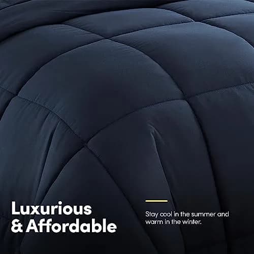 Sweet Home Collection 7 Piece Comforter Set in Navy | All-Season Microfiber Bedding thumbnail 4