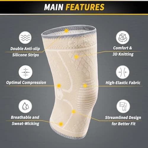 CAMBIVO Orange Large Knee Brace Compression Sleeve for Men & Women - view 3