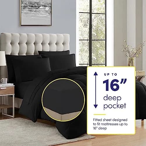Sweet Home Collection 5 Piece Comforter Set Bag Solid Color All Season Microfiber Twin | Luxurious Bedding thumbnail 2
