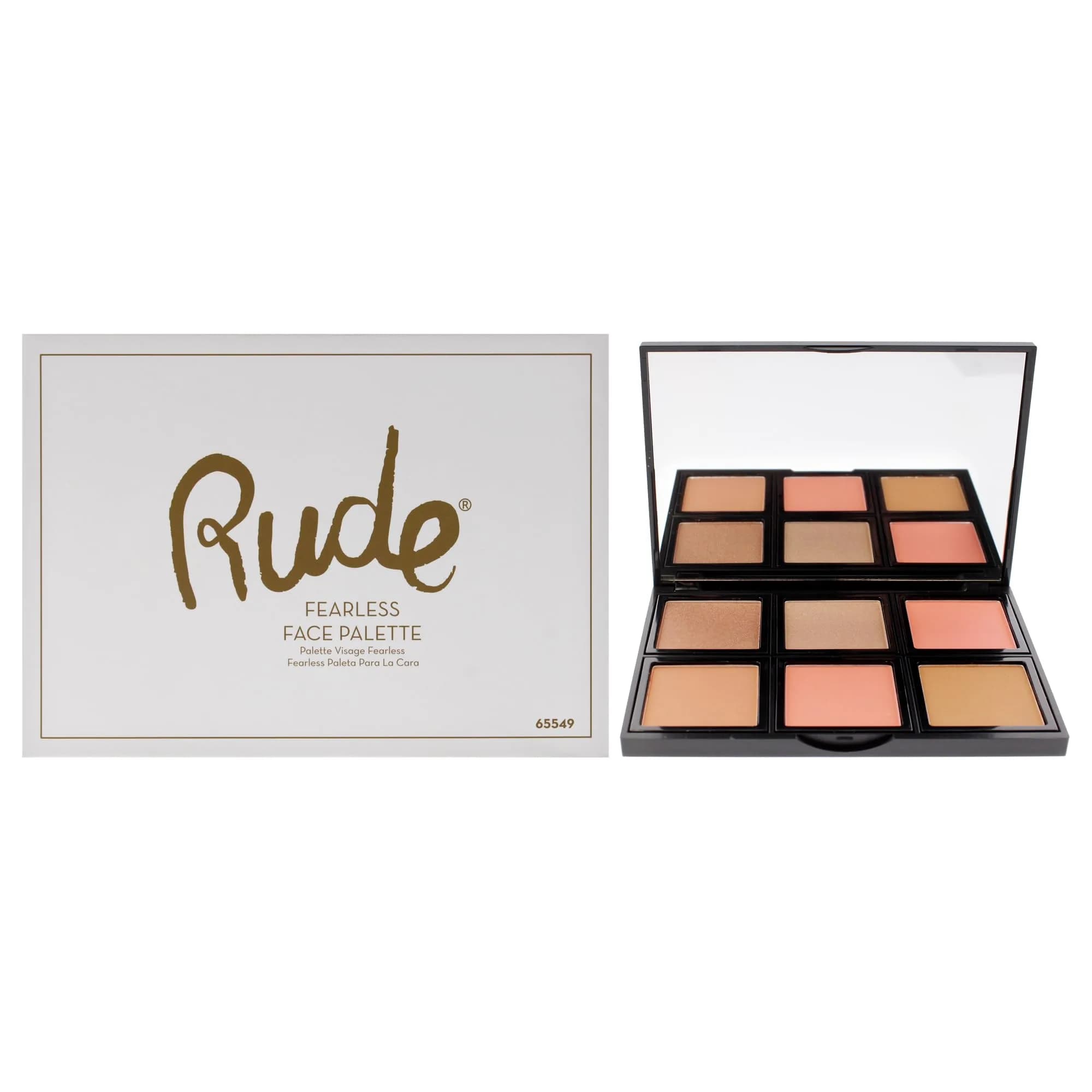 RUDE Face Palette - Fearless | High-Pigment Makeup for All Skin Tones, 0.634 oz