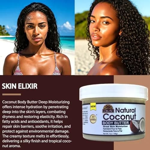 OKAY 100% Natural Coconut Butter for Skin and Hair 200ml (7 Oz) | Melts and Absorbs Easily thumbnail 3