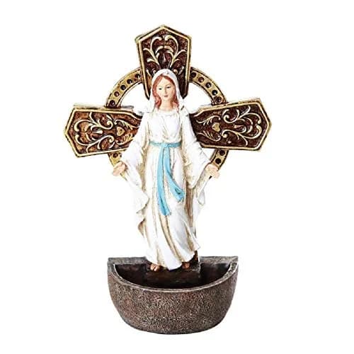 Pacific Giftware Our Lady of Grace Holy Water Font Religious Sacrament Wall Decor 6.75 inches | Catholic Wall Art thumbnail 1