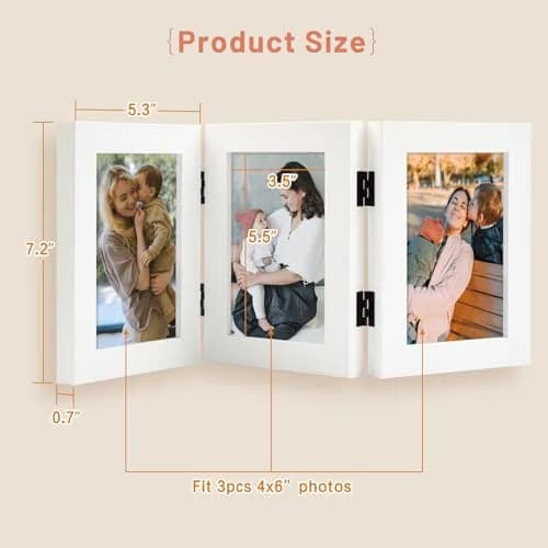 Golden State Art 4x6 Triple Picture Frame White | Modern Collage with Real Glass thumbnail 2