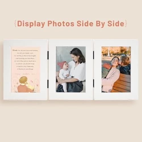 Golden State Art 4x6 Triple Picture Frame White | Modern Collage with Real Glass thumbnail 3