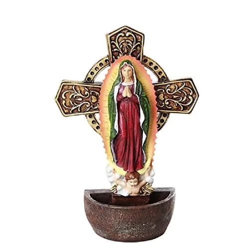 Pacific Giftware Our Lady of Guadalupe Holy Water Font Religious Sacrament Wall Decor 6.75 inches | Catholic Wall Accent thumbnail 1