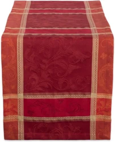 DII Traditional Harvest Wheat Jacquard Table Runner 35.5 cm x 183 cm (14" x 72") | Festive Fall Decor for Indian Dining Tables thumbnail 1