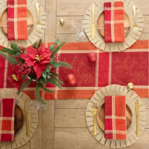 DII Traditional Harvest Wheat Jacquard Table Runner 35.5 cm x 183 cm (14" x 72") | Festive Fall Decor for Indian Dining Tables thumbnail 4