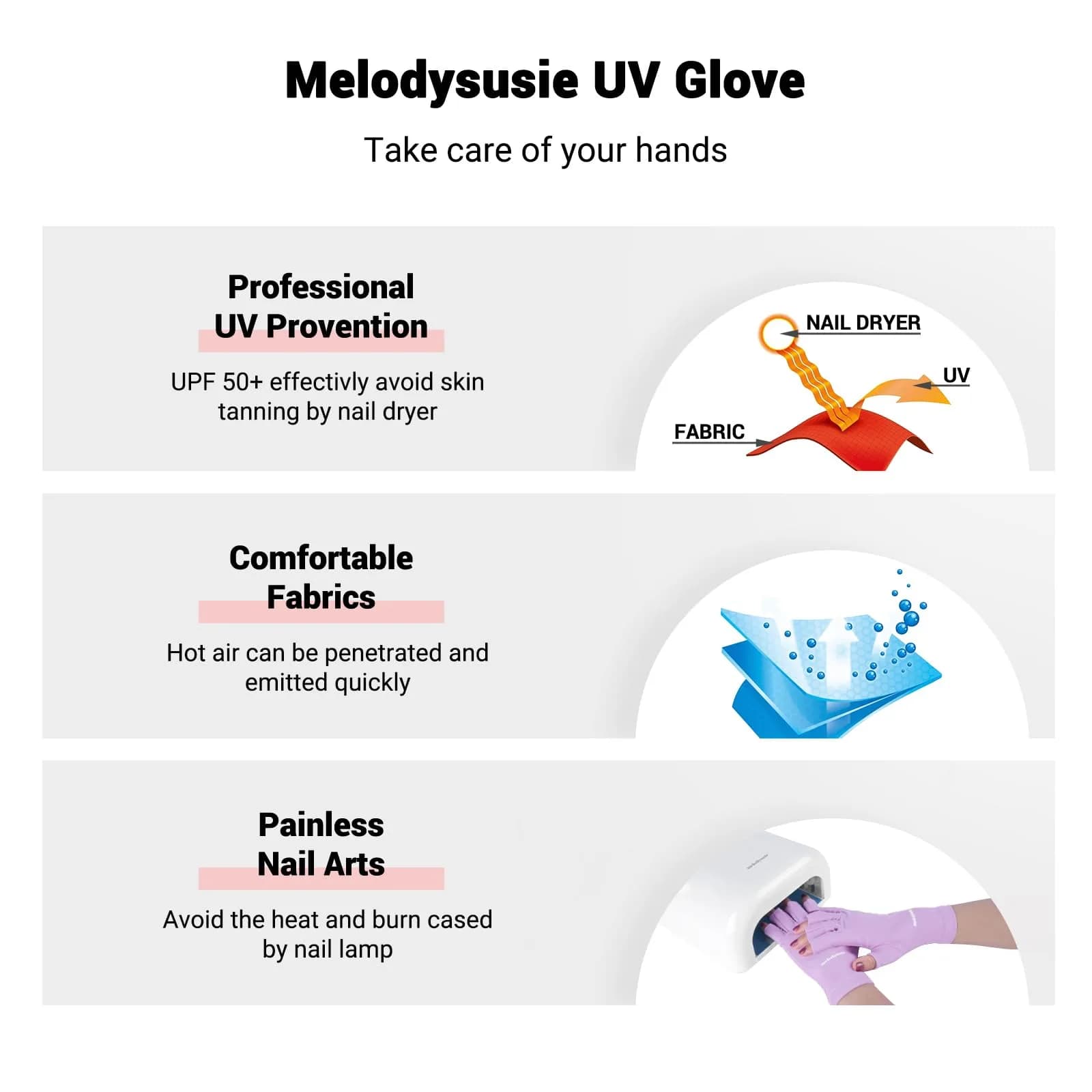 MelodySusie Fingerless UV Protection Gloves - D-Purple, 1 Count Pack - view 4
