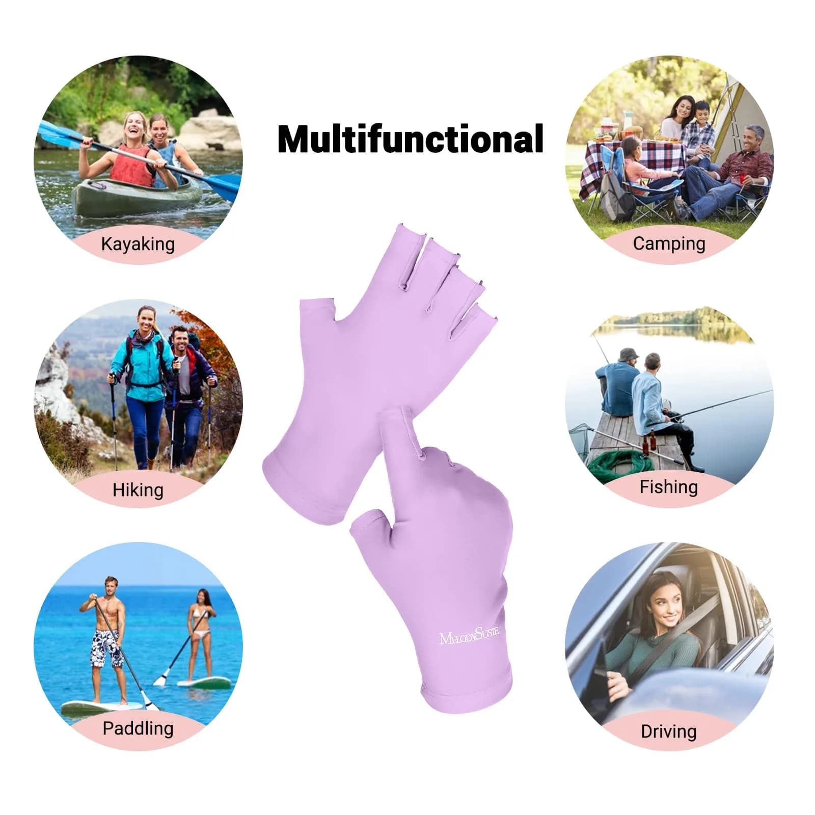 MelodySusie Premium Fingerless UV Protection Gloves for Gel Manicures, UPF 50+ | Blocks 99% UV Rays - view 6