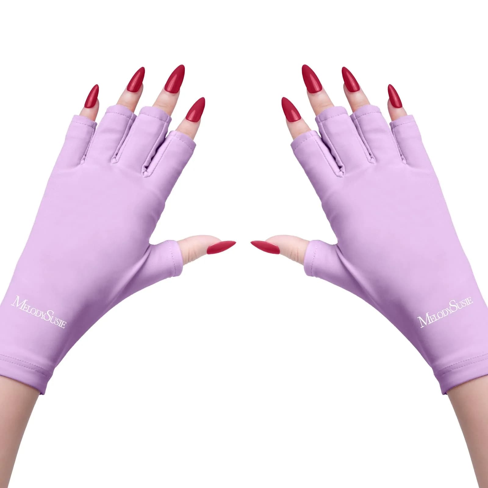 MelodySusie UV Gloves for Gel Nail Lamp, Professional UPF50+ UV Protection Fingerless Gloves (White) | Protects Hands from UV Harm