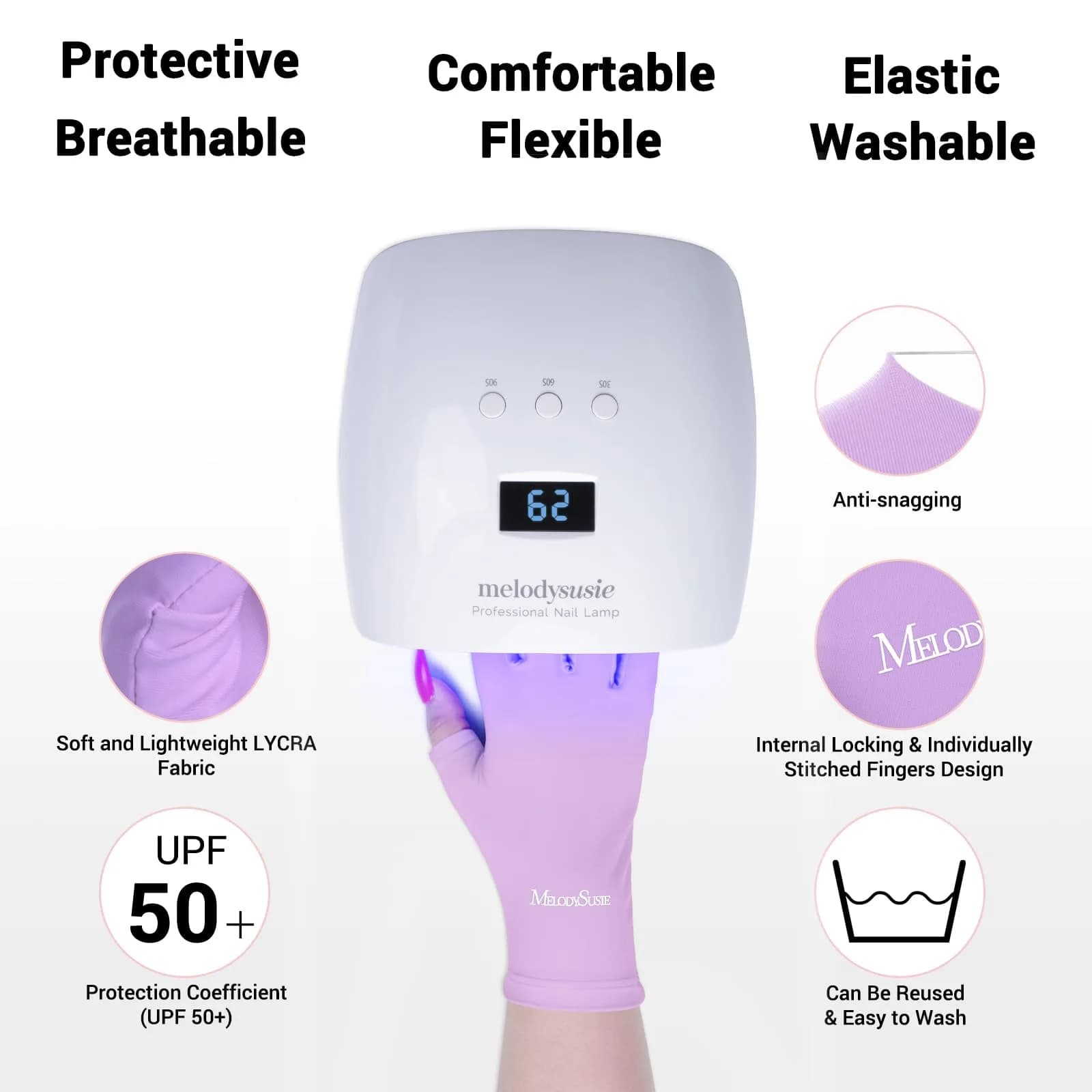 MelodySusie Fingerless UV Protection Gloves - D-Purple, 1 Count Pack - view 3