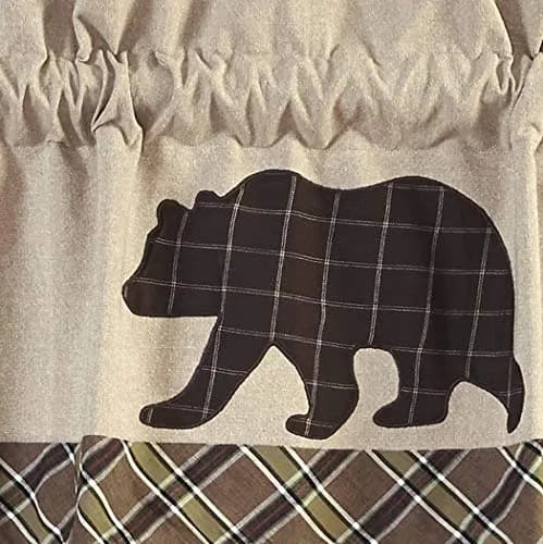 VHC Brands Kitchen Window Bear Curtain Valance, Tan, 16x72 | Rustic Plaid Light Filter with Bear Accents thumbnail 7
